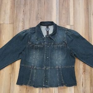Democracy Dark Blue Womens Jean Jacket Denim Jacket Size Pxl